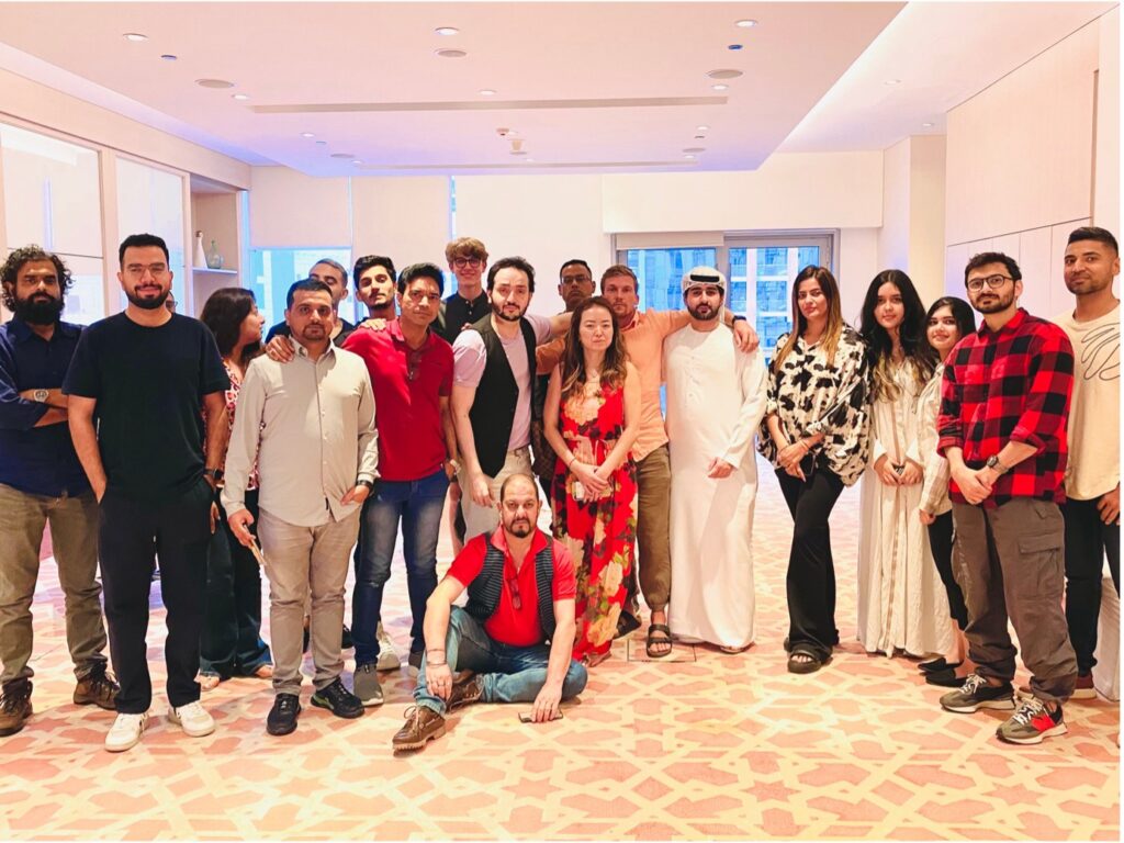 Tanveer Ahmed in the center with acting students during acting course run by Creative Bites Academy in Dubai